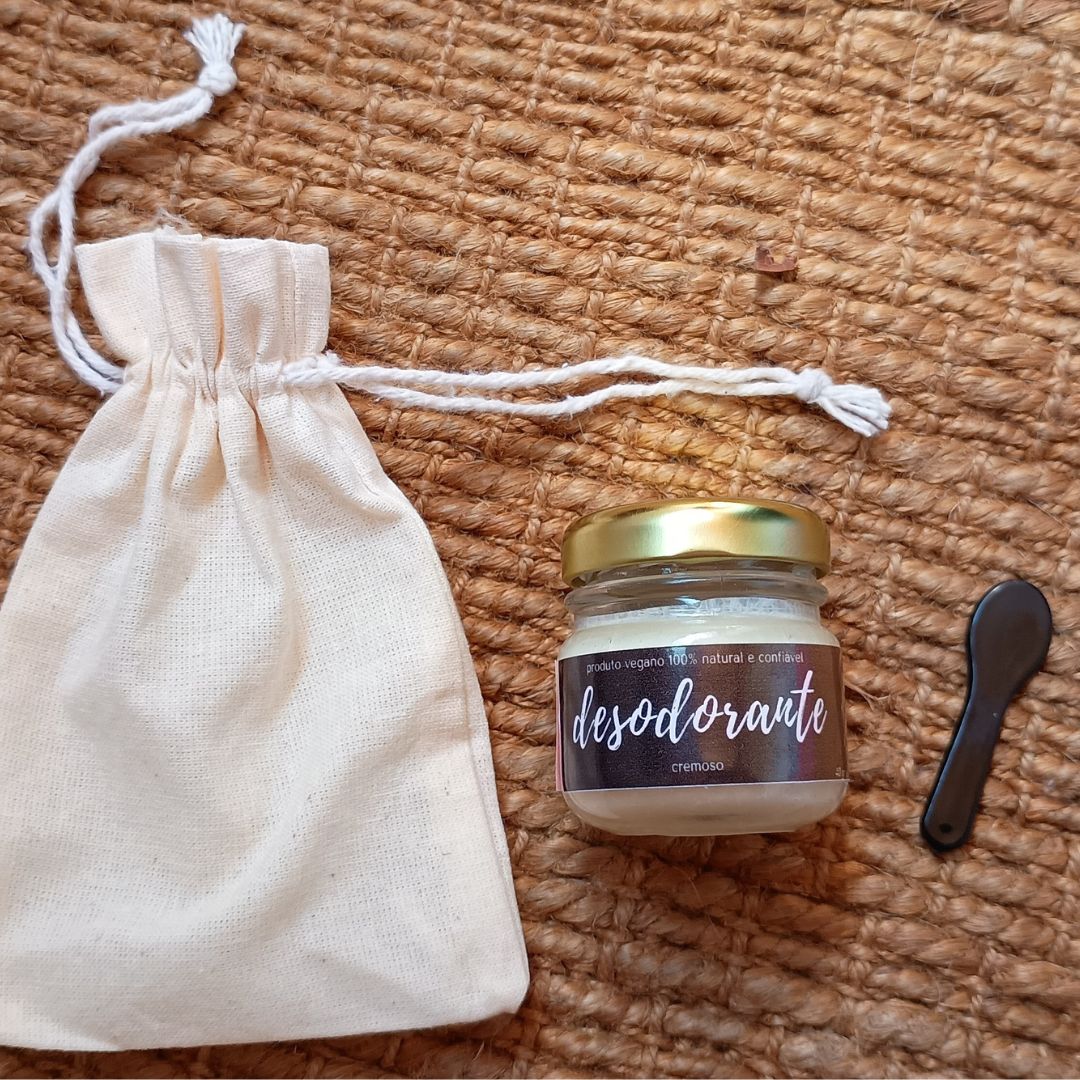 Desodorante Vegano em Pasta com Embalagem Sustentável com saquinho de algodão